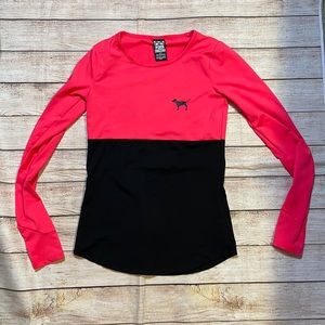 Victoria Secret Pink Ultimate Black and Neon Pink workout shirt size S